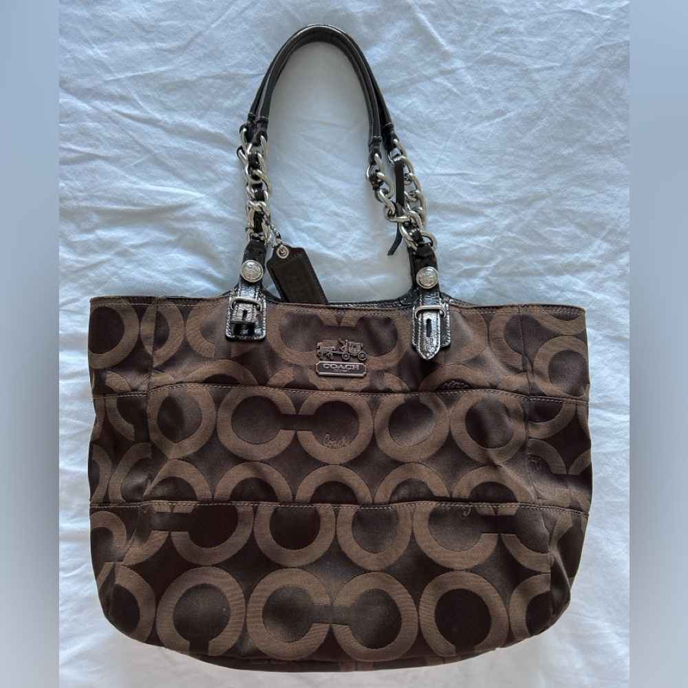 Coach Dark Brown Signature Tote